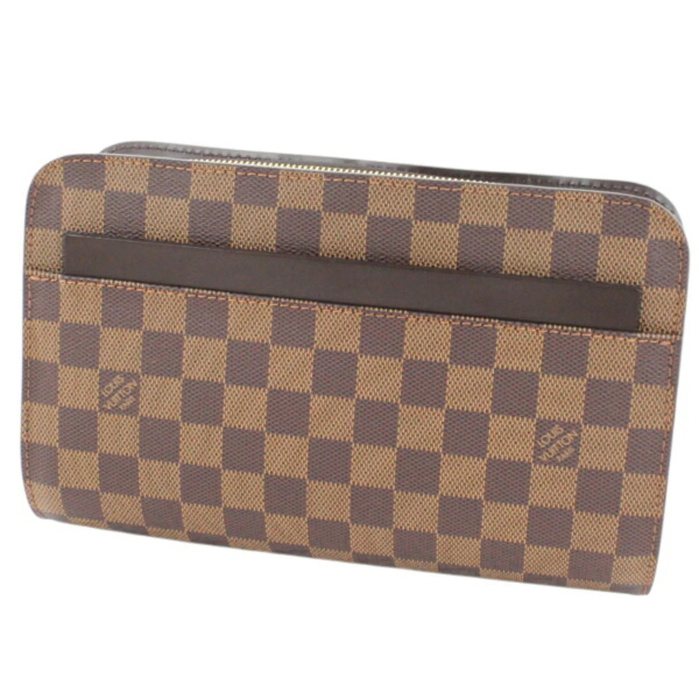 Louis Vuitton Saint Clutch Bag for Men, Damier Brown Leather, with Handle, N5...